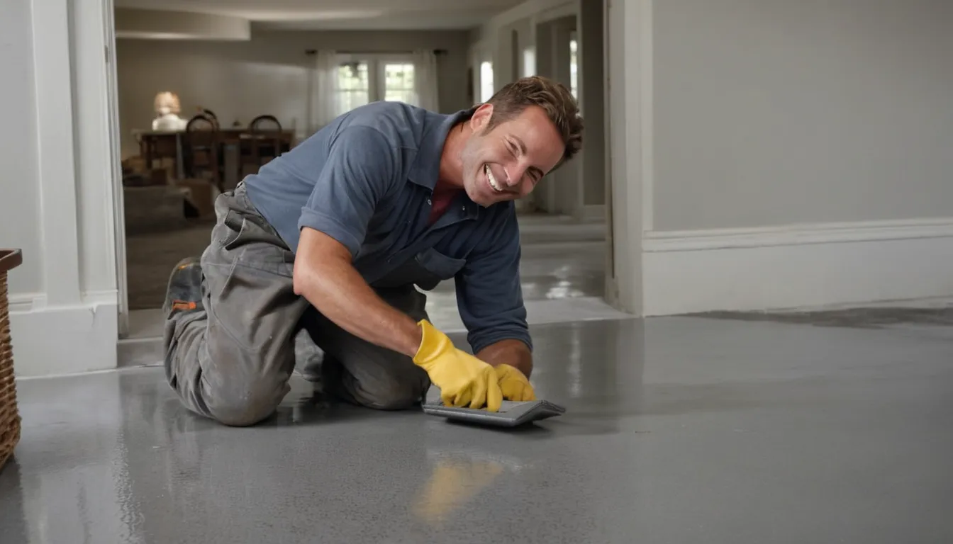Provider in the Alexandria area rolling a fresh coating onto a clean concrete basement floor